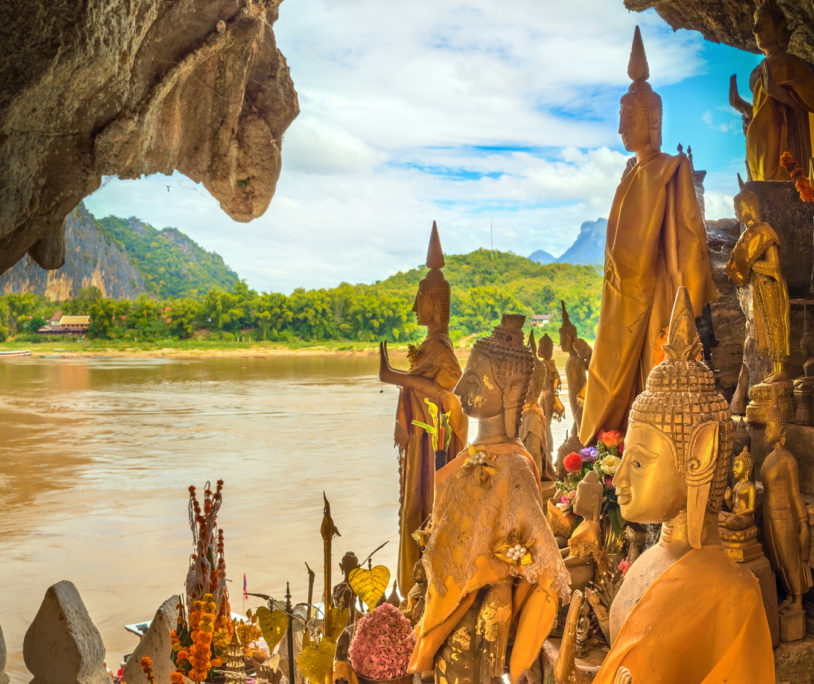 View from the cave. Beautiful landscape. Laos on women's trip adventure to Laos.