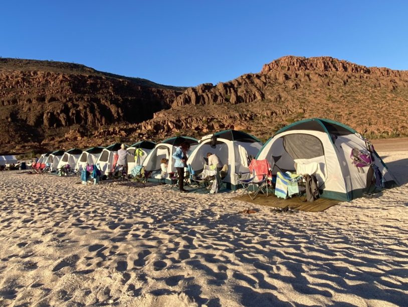 Beachside camping in Baja