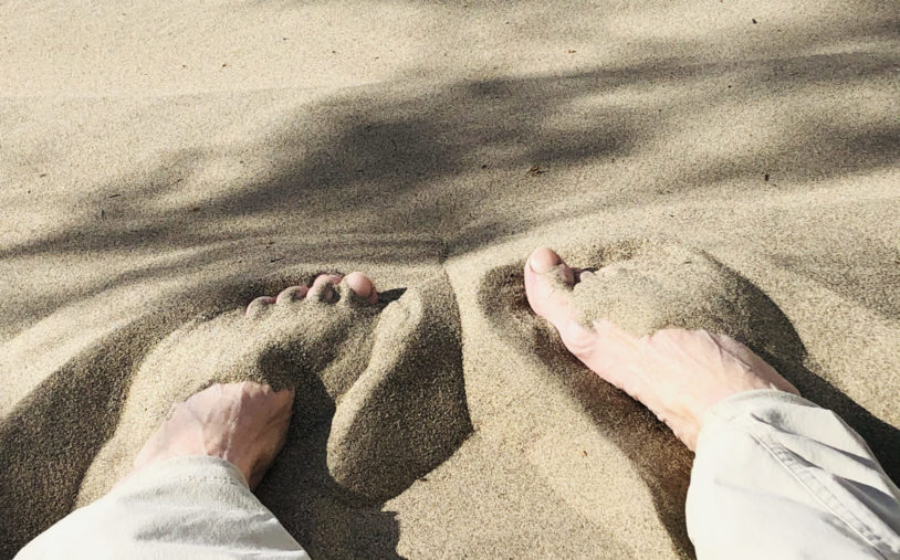 Barefeet Toes digging in Sand Dunes