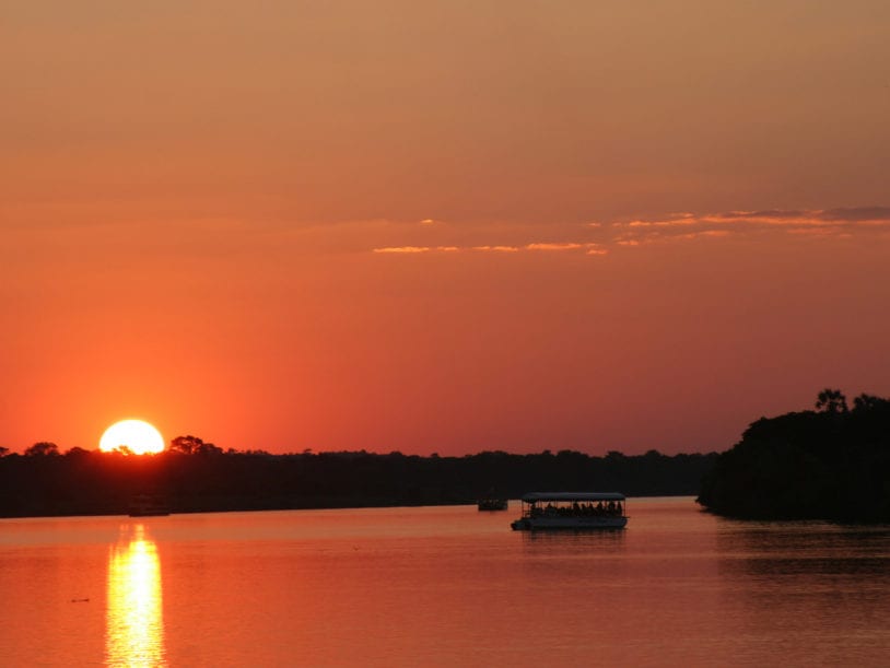 Sunset in Zimbabwe over Zambezi river