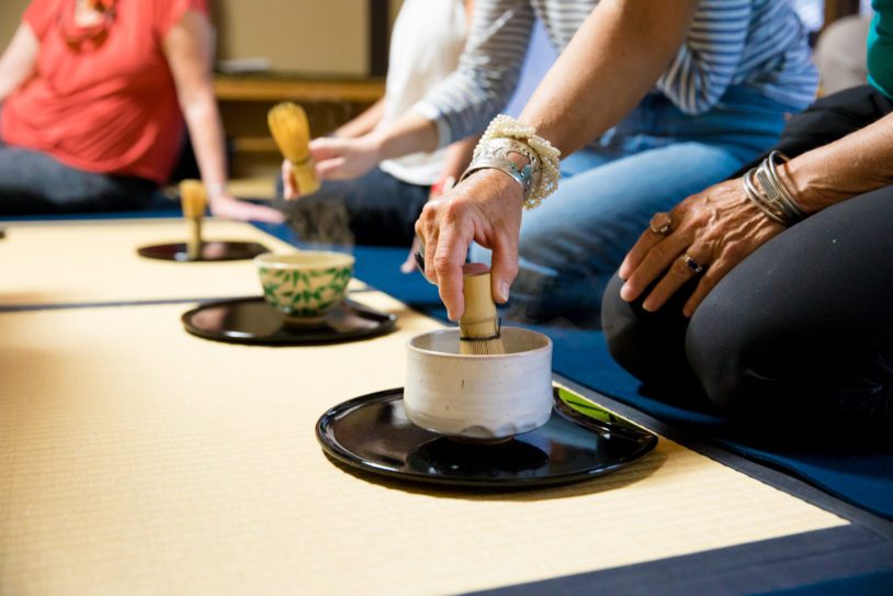 Guests participating in a tea ceremony in Japan