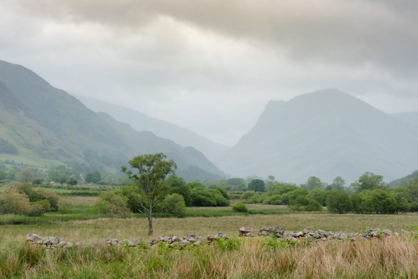 Misty hills in background of Buttermere
