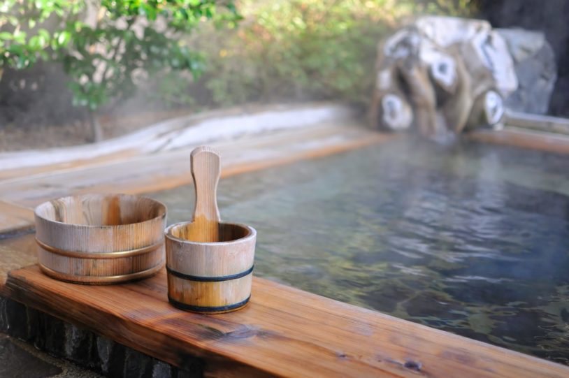 Steaming onsen, a natural hot spring bath