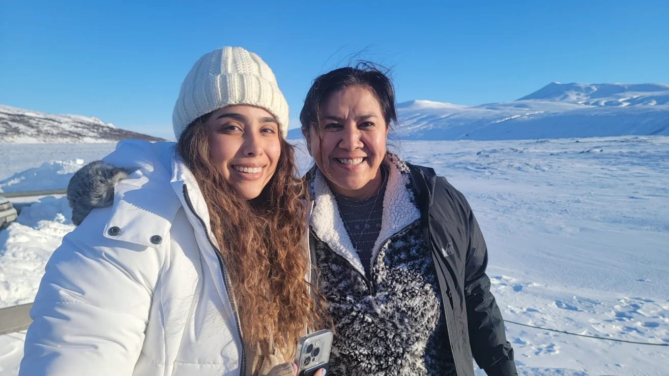 Two women in Iceland.