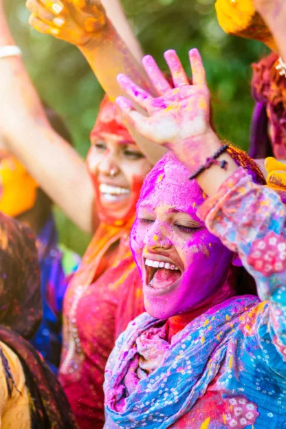 A group of people enjoying Holi.