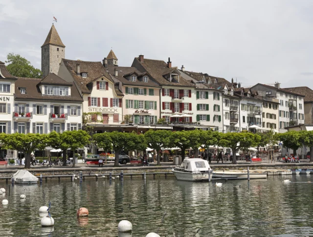 Buildings near the shore of the lake in Rapperswil