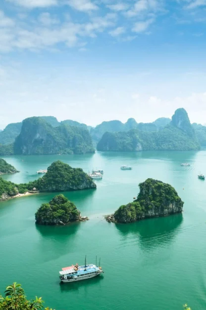 An aerial view of an ocean landscape.