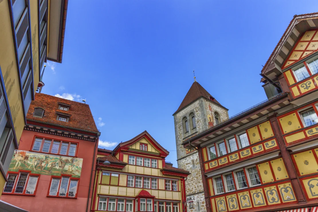 Famous typical houses in Appenzell village, Switzerland