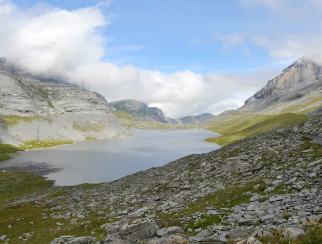 The Daubensee over Leukerbad in Canton of Valais/Switzerland