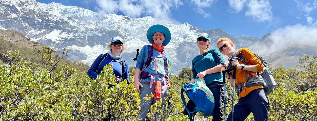 A group of travelers on a trek in Peru.